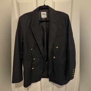 Zara Black Double Breasted Blazer